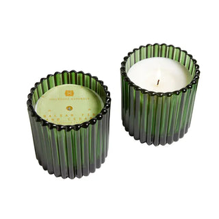 Field + Fleur Green Glass Candle 7oz, Balsam Fir & Cedar