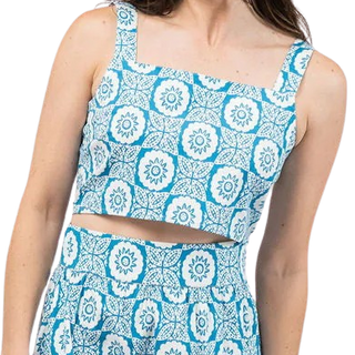 Beau & Ro Markey Tank, Flower Check Blue