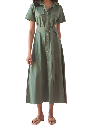 Omika Amira Shirtdress, Solid Palm
