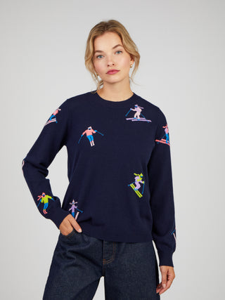 Cocoa Cashmere Ski Slope Jumper, Navy