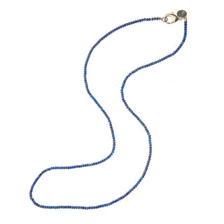 Jane Win Double Wrap Diamond Cut Beaded Necklace, Lapis