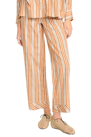Mirth Jeju Silk Drawstring Pant, Driftstone Stripe