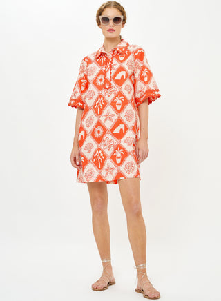 Oliphant Collared Shirt Dress Mini, Asterias Red