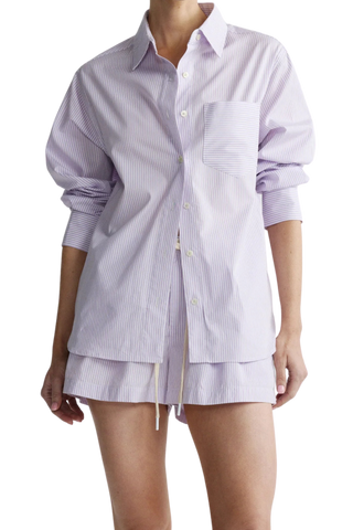 DL1961 Faye Oversized Shirt, Lilac Stripe