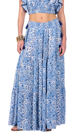 Poupette St Barth Soledad Pants, Blue Aquaflora