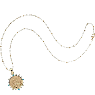 Jane Win STRONG Petite Embellished Coin, Delicate Satellite Chain