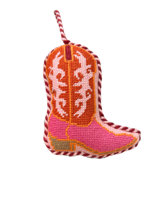 Furbish Studio Needlepoint Ornament, Cowboy Boot