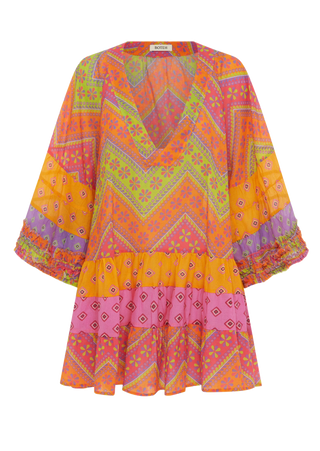 BOTEH Orsay Tiered Smocked Mini Dress, Zig Zag