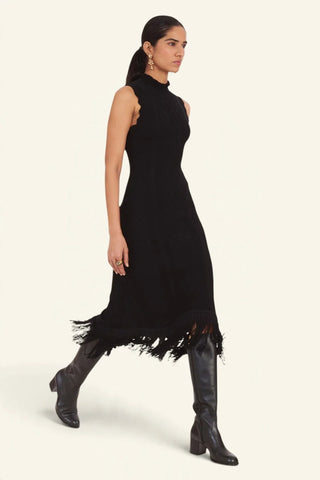 Banjanan Amelia Cable Fringe Dress, Black
