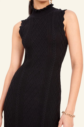 Banjanan Amelia Cable Fringe Dress, Black