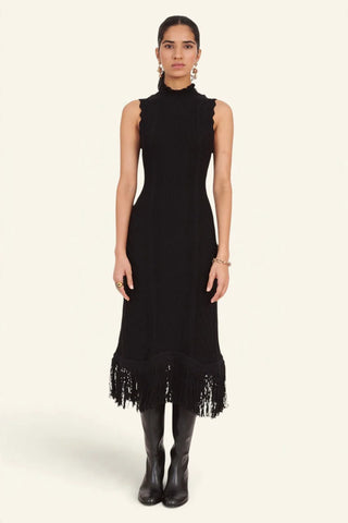 Banjanan Amelia Cable Fringe Dress, Black