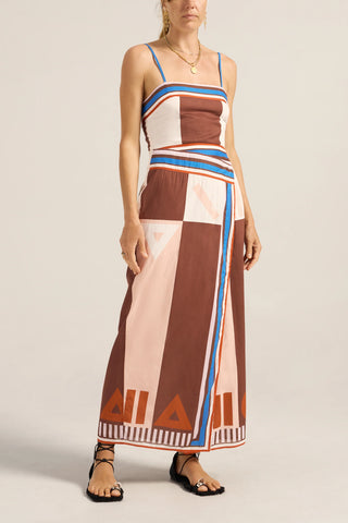 Ilio Nema Aethra Dress, Pink/Brown Sarong Voile