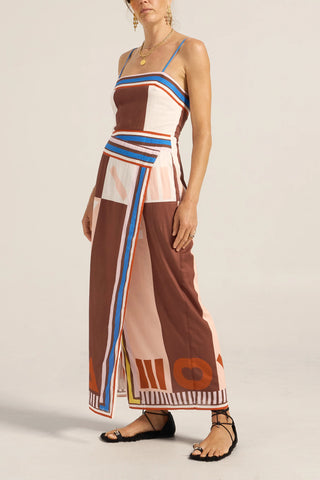 Ilio Nema Aethra Dress, Pink/Brown Sarong Voile
