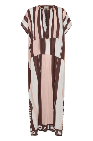 Ilio Nema Thaddeus Caftan, Pink/Brown Sarong Voile