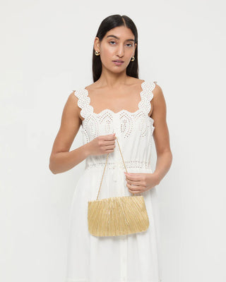 Loeffler Randall Brit Pleated Flat Clutch, Gold