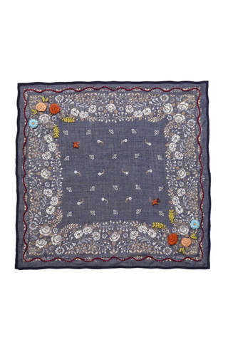 Chan Luu Embroidered Floral Bandana, Mood Indigo