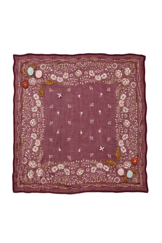 Chan Luu Embroidered Floral Bandana, Cabernet