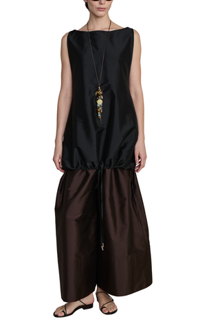 Chan Luu Techno Taffeta Shift Shirt, Black