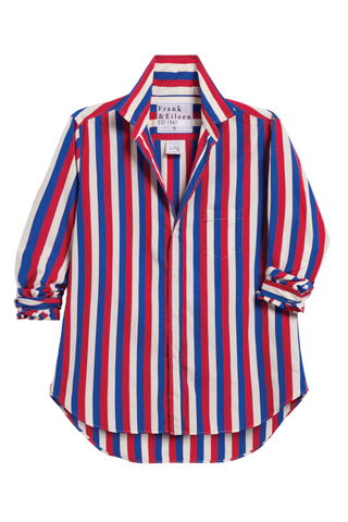 Frank & Eileen Eileen Relaxed Button-Up Shirt, Red Blue Cream Stripe