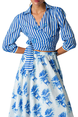 Nimo With Love Lovage Blouse, Stripes Flowers Embroidery