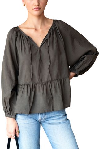 Love Tomas Lucienne Peplum Top, Olive Grove Organic