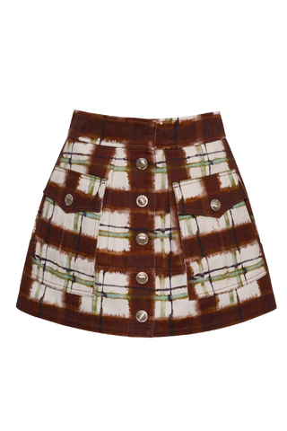 Cara Cara Fatima Skirt, Painted Plaid Brown