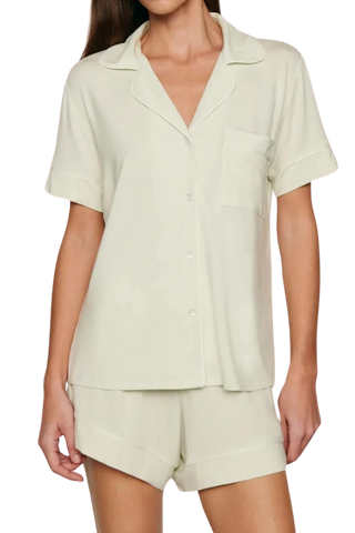 TS Eberjey Gisele Printed Relaxed Shorts Pj Set, Sea Foam Ivory