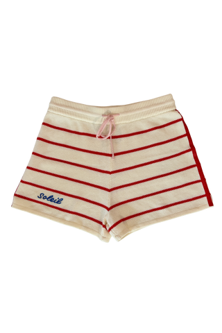 Trovata Emery Sweater Shorts, Antique White Red Stripe