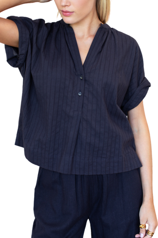 Love Tomas Artist Button Down Top, Midnight