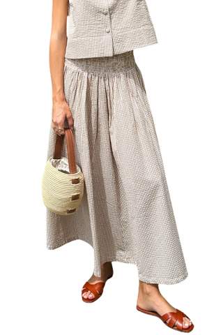 TS Emerson Fry Smocked Maxi Skirt, Cafe Check
