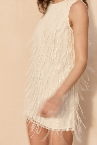 Roame. Eloise Sequin Dress, Blanc