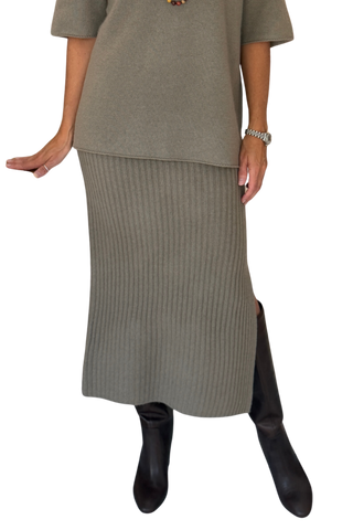 White & Warren Cashmere Skirt, Soft Shale