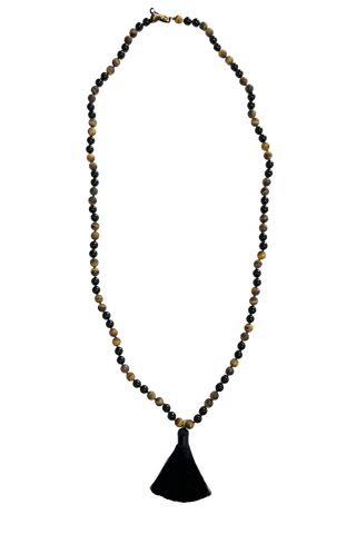 Chan Luu Silk Pampille Necklace, Black