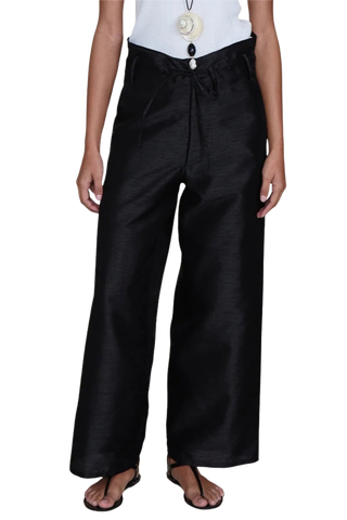 Chan Luu Dupioni Straight Leg Pant, Black