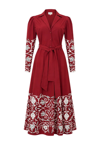 Carolina K Anais Dress, Winter Vine Burgundy