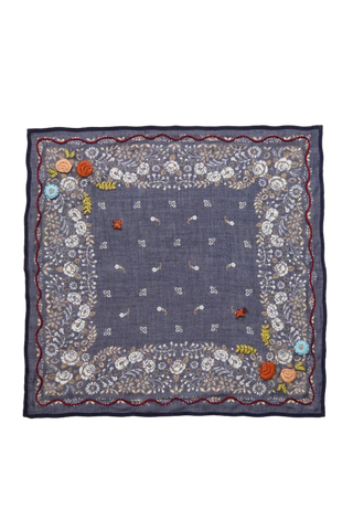Chan Luu Embroidered Floral Bandana, Mood Indigo