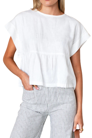 Emerson Fry Dolman Peplum Top, Ivory Linen