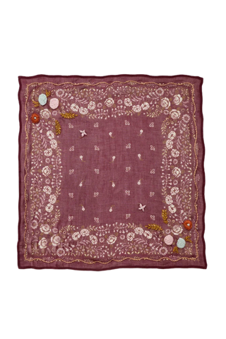 Chan Luu Embroidered Floral Bandana, Cabernet