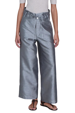 Chan Luu Dupioni Straight Leg Pant, Steel