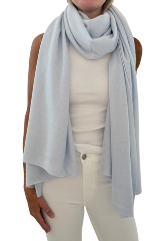 White & Warren Cashmere Travel Wrap, Pastel Blue