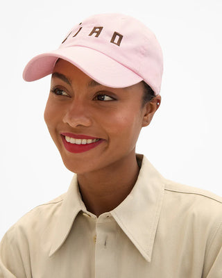 Clare V. Embroidered Ciao Baseball Hat, Light Pink