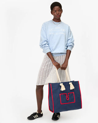 Clare V. Beach Marine Canvas Tote, Navy