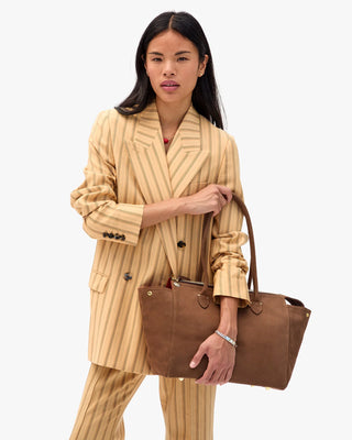 Clare V. Beatrice Smooth Nubuck Tote, Choco Bar