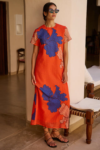 Oliphant Short Sleeve Shift Maxi, Bora Bora Red