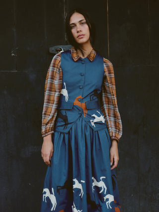 Carolina K Larissa Skirt, Blue Jumping Horses