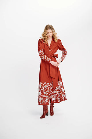 Carolina K Anais Dress, Winter Vine Burgundy
