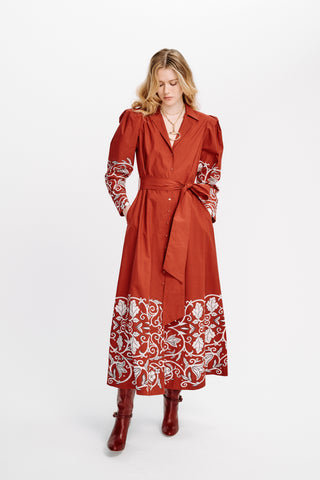 Carolina K Anais Dress, Winter Vine Burgundy