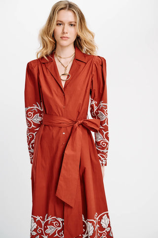 Carolina K Anais Dress, Winter Vine Burgundy
