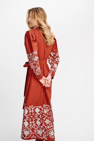 Carolina K Anais Dress, Winter Vine Burgundy