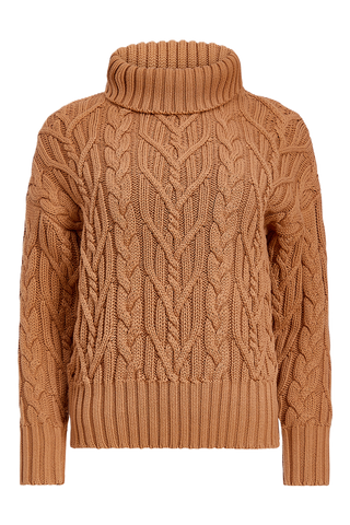 Livro Cable Knit Turtleneck, Cashew